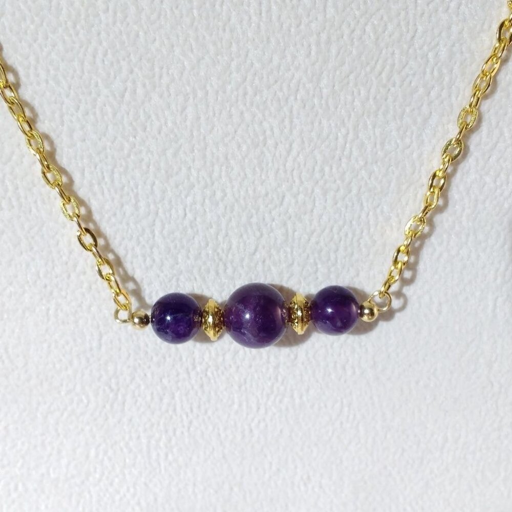 Amethyst Beads Gold Plated Necklace